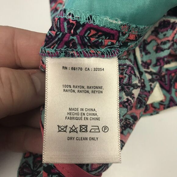 Anthropologie Elevenses Wide Leg Pant Womens 0 Blue Pink Flat Front Mid Rise - Picture 7 of 13